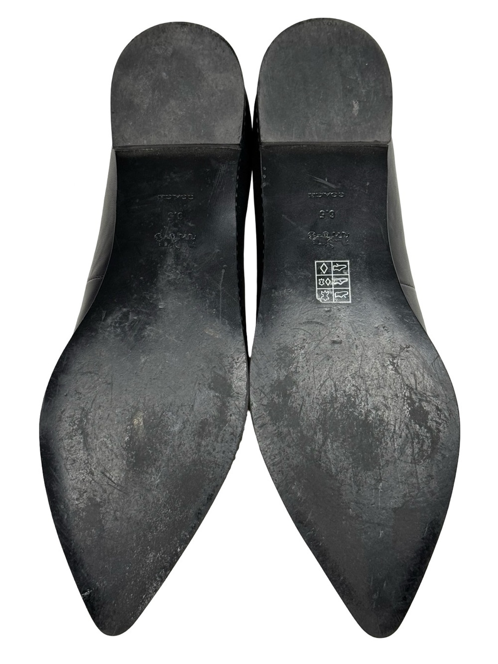 Coach Viviana Beadchain Women 6.5 Black Leather Pointed Toe Skimmer Ballet Flats - Picture 11 of 14